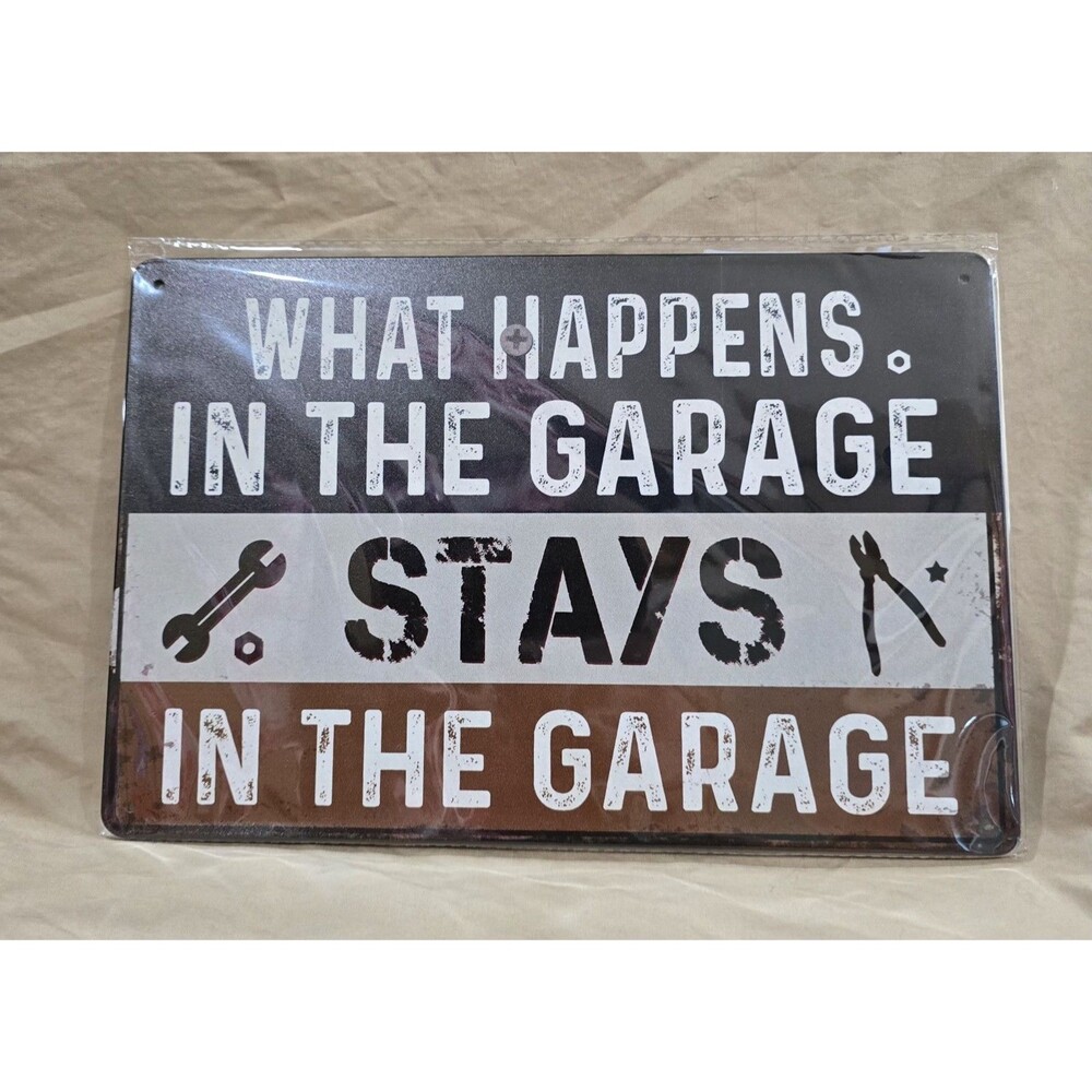 NEW, NEVER OPENED Metal Tin Garage Sign Man Cave, 12 x 8 Inch